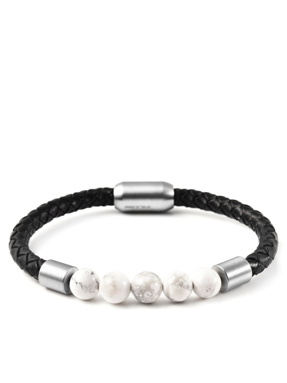 Genuine Leather Five Stone Braided Bracelet